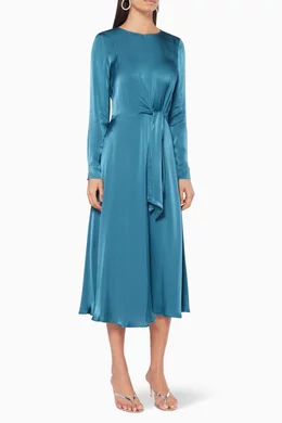 Buy Ghost Blue Mindy Satin Midi Dress For Women Online Ounass Bahrain