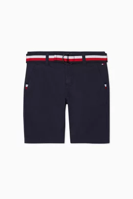 Buy Tommy Hilfiger Blue Essential Belted Chino Shorts For Boys Online Ounass Bahrain