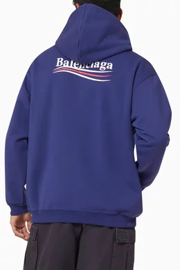 Buy Balenciaga Blue Political Campaign Medium Fit Hoodie in Curly Fleece For Men Online Ounass Bahrain