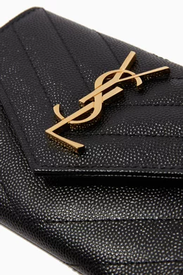 Buy SAINT LAURENT Black Cassandre Small Envelope Wallet in Matelasse Leather For Women Online Ounass Bahrain