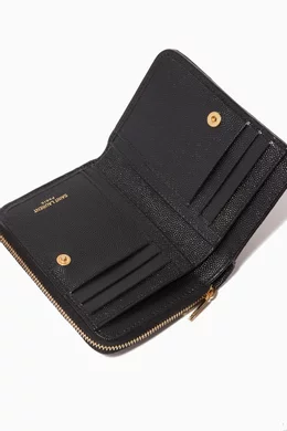 Monogram compact zip around wallet in grain de poudre embossed leather best sale