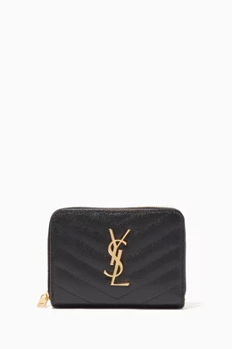 Monogram compact zip around wallet in grain de poudre embossed leather outlet