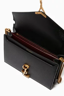Buy SAINT LAURENT Black Cassandra Monogram Clasp Bag in Grain de Poudre Embossed Leather For Women Online Ounass Bahrain