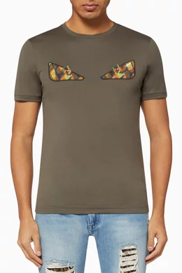 Buy Fendi Green Bag Bugs Eyes Cotton T Shirt For Men Online Ounass Bahrain