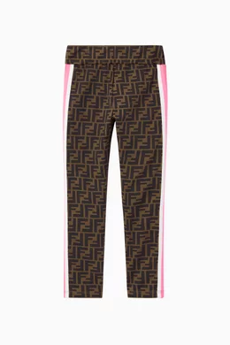 Buy Fendi Brown FF Logo Jersey Leggings For Girls Online Ounass
