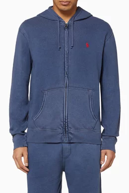 Buy Polo Ralph Lauren Blue Cotton Spa Terry Hoodie For Men Online Ounass Bahrain