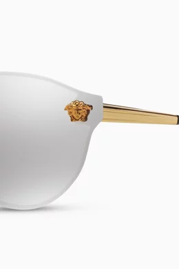 Buy Versace Silver Medusa Mirrored Glam Sunglasses For Women Online Ounass Bahrain