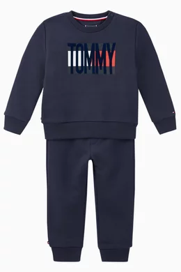 Buy Tommy Hilfiger Blue Cotton Flag Tracksuit Set For Baby Boys