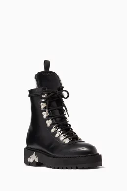 Buy Off White Black Hiking Boots in Leather For Women Online Ounass Bahrain