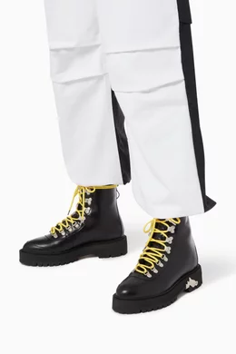 Off white leather hiking boots outlet