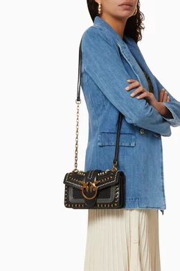 Buy PINKO Black Mini Love Mix Studs Bag in Vintage Effect Leather For Women Online Ounass Bahrain