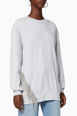 Buy MSGM Grey Embellished Fringe Sweatshirt For Women Online Ounass Bahrain