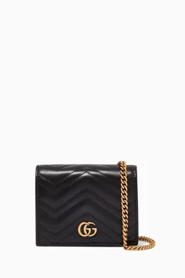 Buy Gucci Black GG Marmont Card Case wallet in Chevron Leather For Women Online Ounass Bahrain