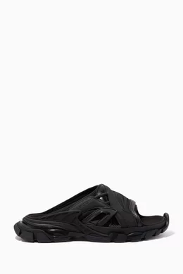 靴 Balenciaga Track Slide Sandal Buy Balenciaga Black Track Slide Sandal in Neoprene & Rubber For