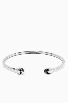 Buy Alexander McQueen Silver Thin Twin Skull Bracelet For Men Online Ounass Bahrain