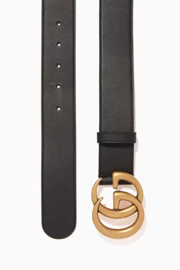 Buy Gucci Black Double G Buckle Belt in Leather For Men Online Ounass Bahrain