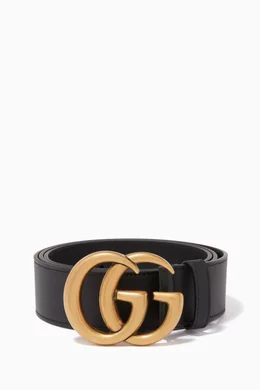 Buy Gucci Black Double G Buckle Belt in Leather For Men Online Ounass Bahrain