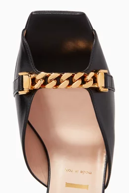 Buy Gucci Black Sylvie 75 Chain Mules in Leather For Women Online Ounass Bahrain