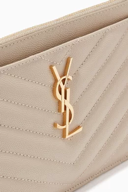 Ysl monogram bill pouch in grain de poudre embossed leather sale
