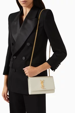 Buy SAINT LAURENT Neutral Small Kate Shoulder Bag in Grain De Poudre Embossed Leather For Women Online Ounass Bahrain
