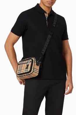 Vintage check and leather crossbody bag outlet