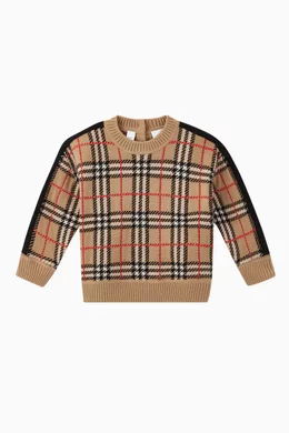 Burberry vintage check detail merino wool sweater discount
