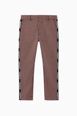 Buy Burberry Red Logo Tape Check Pattern Pants For Boys Online Ounass Bahrain