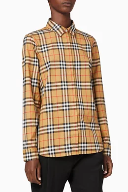 Buy Burberry Neutral Vintage Check Cotton Shirt For Women Online Ounass Bahrain