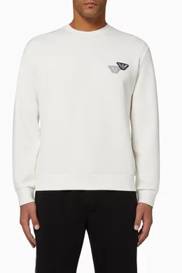 Buy Emporio Armani White EA Eagle Emoji Patch Sweatshirt For Men Online Ounass Bahrain