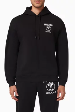 Buy Moschino Black Question Mark Logo Hoodie in Cotton For Men Online Ounass Bahrain