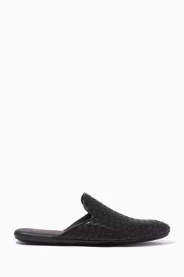 Buy Bottega Veneta Black Fiandra Backless Slippers in Intrecciato Nappa For Men Online Ounass Bahrain