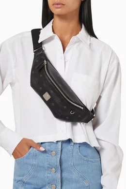 Buy MCM Black Small Fursten Belt Bag in Visetos For UNISEX Online Ounass Bahrain
