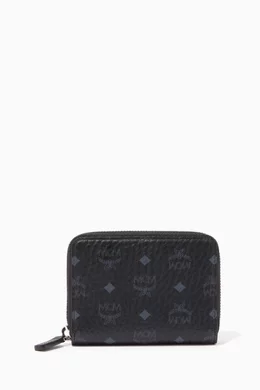 Buy MCM Black Mini Zip Wallet in Visetos For Women Online Ounass Bahrain