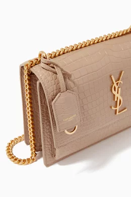 Buy SAINT LAURENT Neutral Medium Sunset Bag in Crocodile Embossed Shiny Leather For Women Online Ounass Bahrain