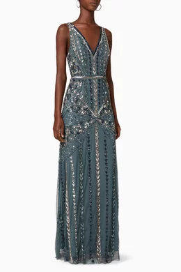 Maya embellished tulle maxi dress shop