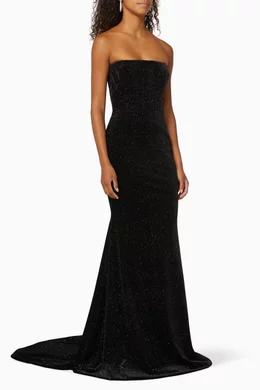 Buy Alex Perry Black Ashley Glitter Velvet Strapless Gown For Women Online Ounass Bahrain
