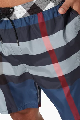 Buy Burberry Blue Check Drawcord Swim Shorts For Men Online Ounass Bahrain