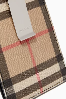 Buy Burberry Neutral Money Clip Card Case in Vintage Check