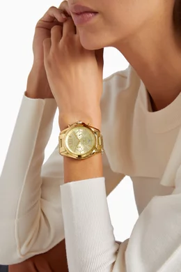 Buy Michael Kors Gold Bradshaw Oversized Quartz Chronograph Watch For Women Online Ounass Bahrain