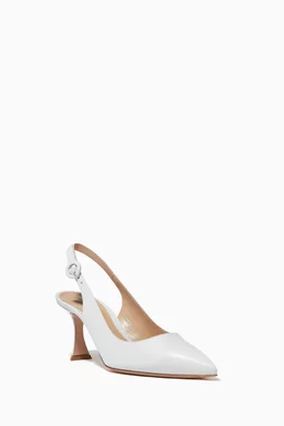 Buy Gianvito Rossi White Anna 70 Slingback Pumps in Shiny Leather For Women Online Ounass Bahrain