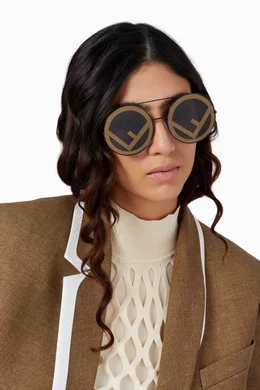Buy Fendi Black Fendirama Round Sunglasses in Metal For Women Online Ounass Bahrain