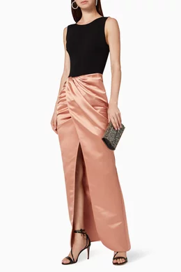 Satin maxi skirt rose gold outlet