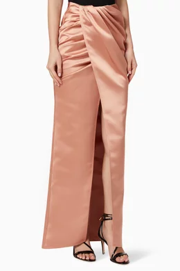 Satin maxi skirt rose gold online