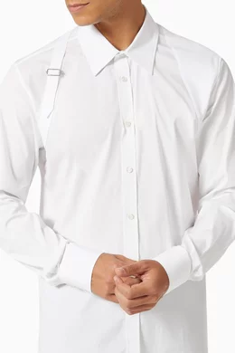 Buy Alexander McQueen White Harness Shirt in Stretch Cotton Poplin For Men Online Ounass Bahrain
