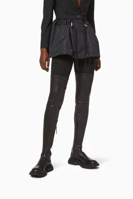 Buy Alexander McQueen Black Tread Thigh high Boots in Stretch Nappa For Women Online Ounass Bahrain