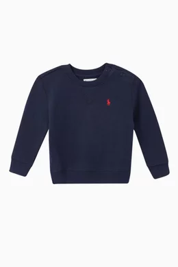 Buy Polo Ralph Lauren Blue Cotton Blend Fleece Sweatshirt For Baby Boys Online Ounass Bahrain