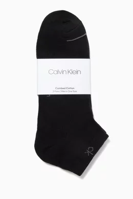 Buy Calvin Klein Black Combed Cotton Trainer Socks, Set of For
