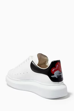 Buy McQueen White Oversized Sneakers with Heart Skull Motif