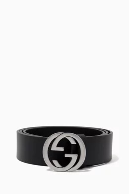 Buy Gucci Black Interlocking G Belt in Leather For Men Online Ounass Bahrain