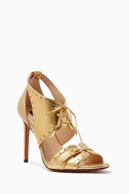 Buy PINKO Gold Francine 1 Sandals in Laminated Leather For Women Online Ounass Bahrain